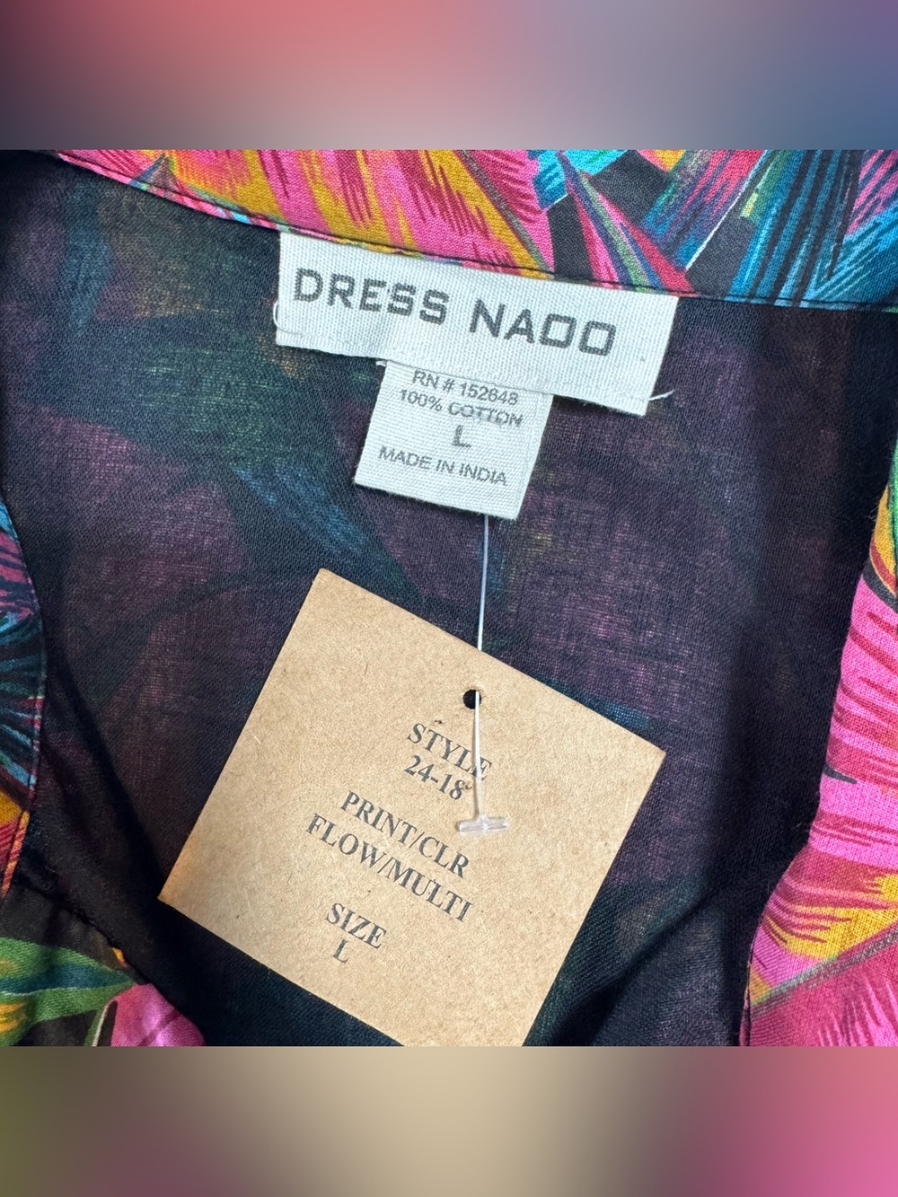 Naoo NWT Colorful Tropical Floral Print Button-Front Maxi Dress A-Line Size L - Picture 2 of 9